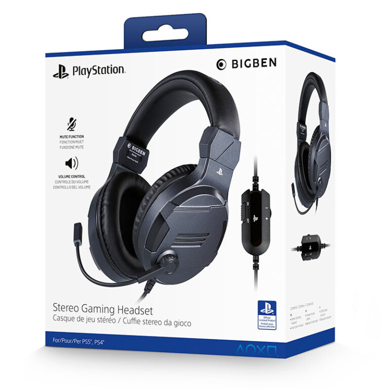 nacon official sony licensed stereo gaming headset for ps4:ps5 titanium